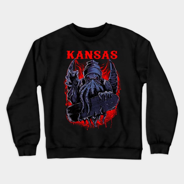 KANSAS BAND MERCHANDISE Crewneck Sweatshirt by Rons Frogss